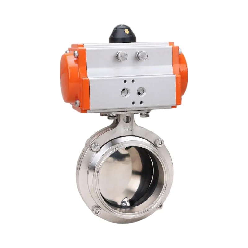 Tri Clamp Butterfly Valve D681X-16P Double Pneumatic Actuator 304/316L Stainless Steel Air Operator Sanitary Butterfly Valve