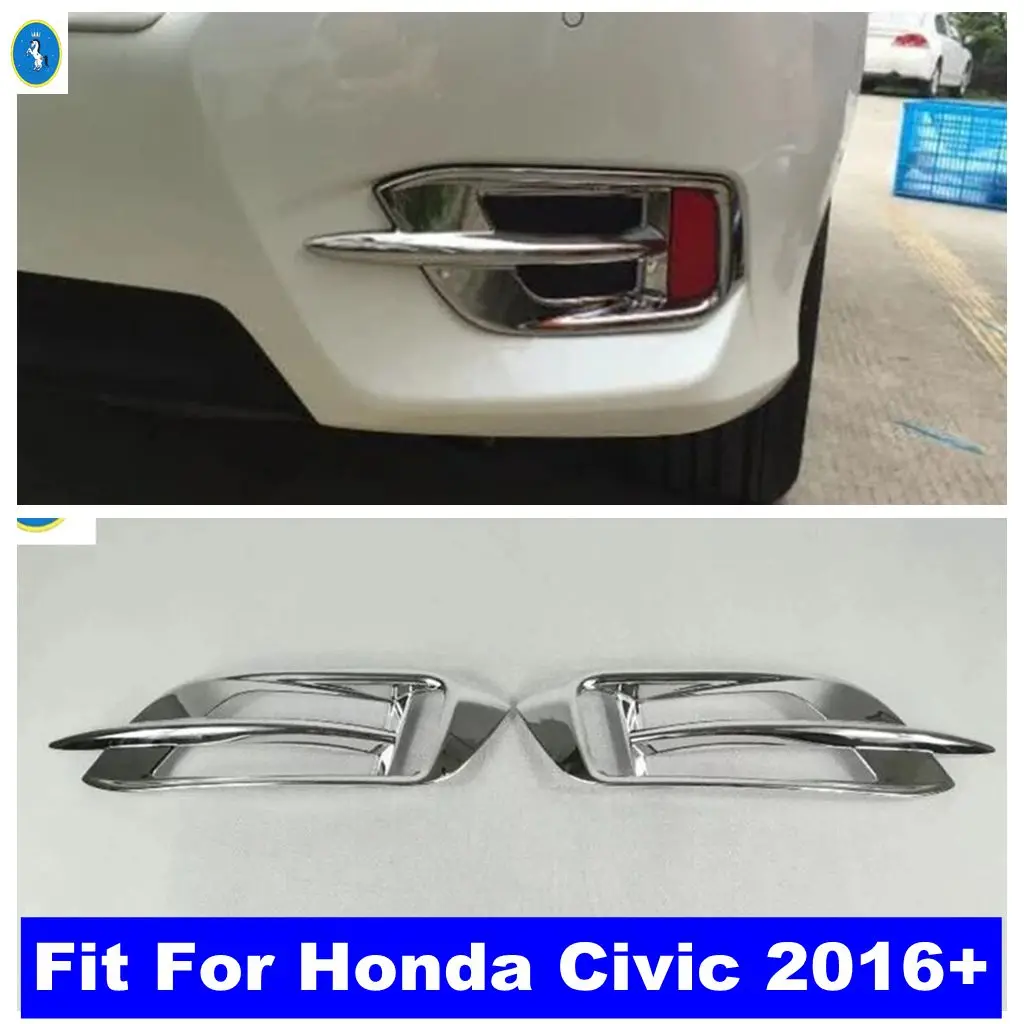 

Chrome Auto Rear Bumper Foglight Fog Lights Lamp Decor Frame Cover Trim ABS Accessories Fit For Honda Civic 2016 2017 2018 Sedan