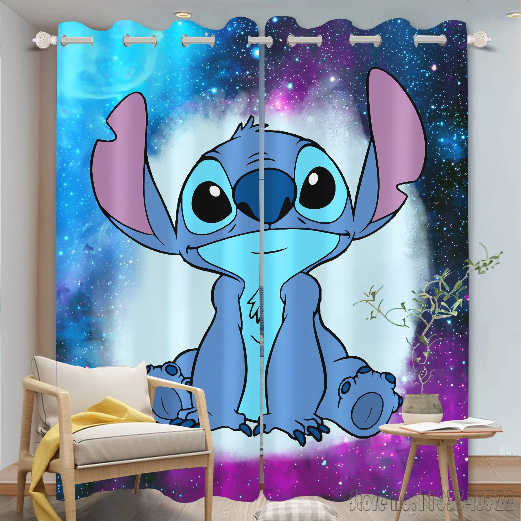 Disney Stitch Window Curtain 3D Print Blackout Curtains Living Room Bedroom Decor Kids Gift