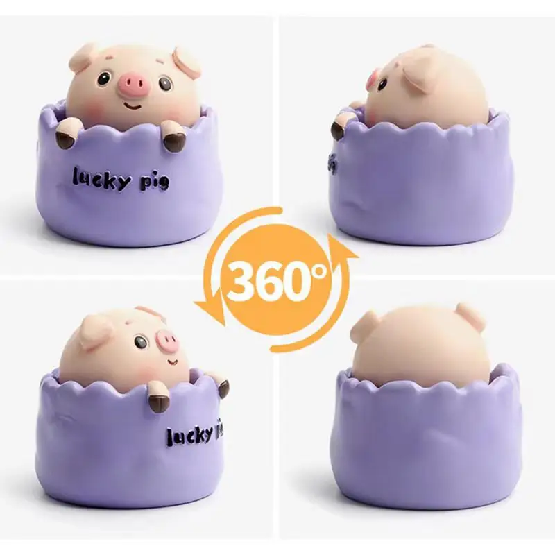 Pig Bobblehead For Car Dashboard Resin Happy Pig Figurine Pig Shaking Head Toy Joyful Decoration Ornament car Interior Accessory