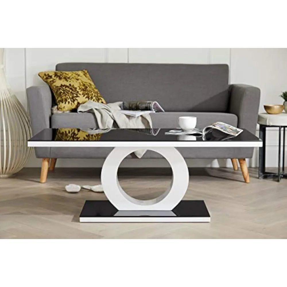 

Modern Halo Black/White High Gloss Glass Round Rectangular Small Coffee Table Design Style And Living Room Decor Furniture