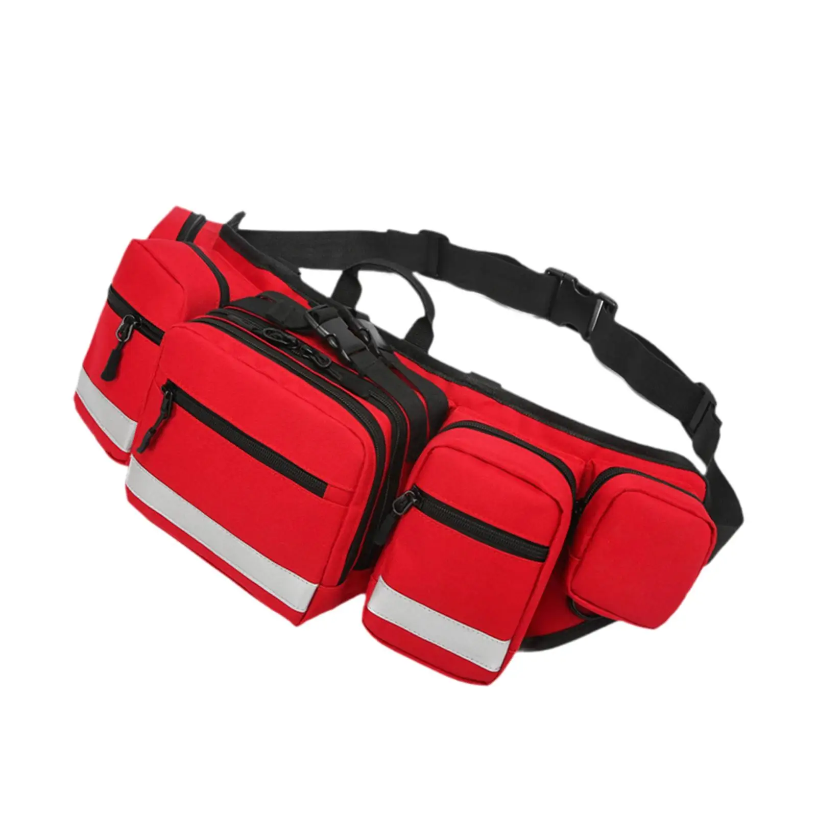 

First Aid Waist Bag Portable Empty Lifeguard Fanny Pack with Reflective Strip Trauma Bag for Travel Outdoor Sports (Bag Only)