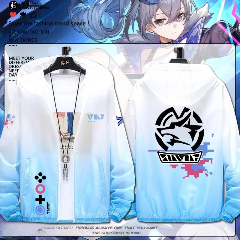 

Loose ex Summer Anti-Uv Outerwear Silver Wolf Cosplay Jaet Youth Faionable Thin Top for Teens Casual Daily Wear