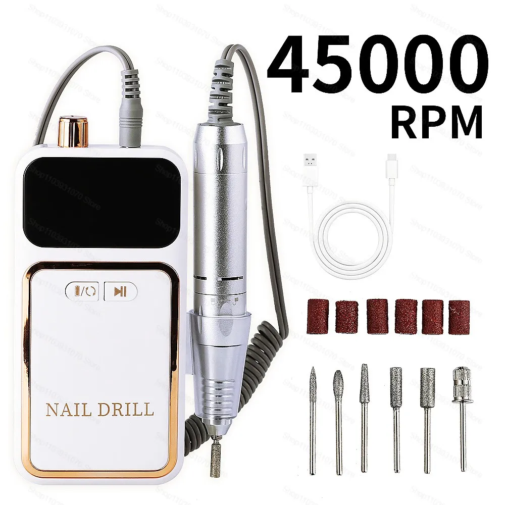 

45000Rpm Electric Nail Drill Machine Rechargeable Nail File Gel Nail Polish Sander Professional Tool Manicure Tool