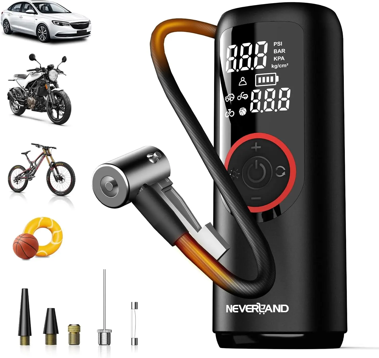 

Portable Tire Inflator 150PSI Electric Air Pump for Car, Bike, Motorcycle & Balls
