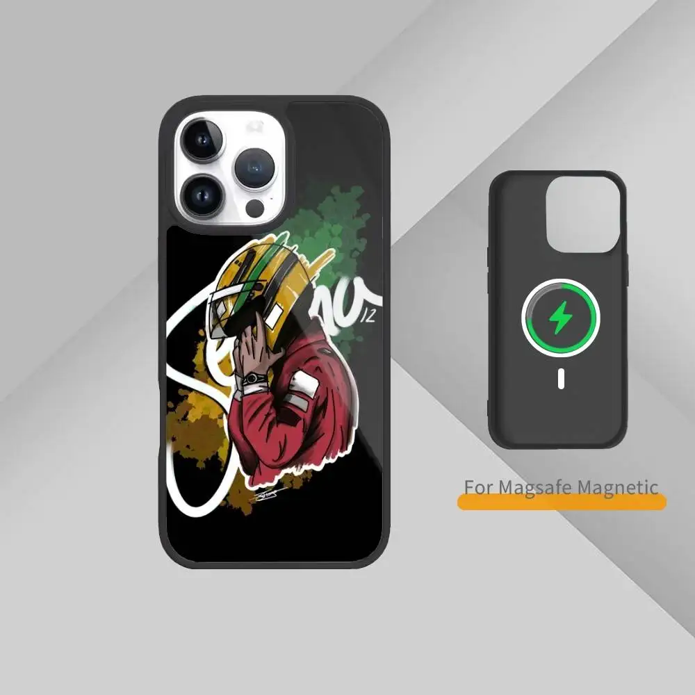 Capa de telefone Racing Driver A-Ayrton S-Senna para iPhone17,16,15,14,13,12,11 Plus,Pro Max magnético para carregamento sem fio Magsafe