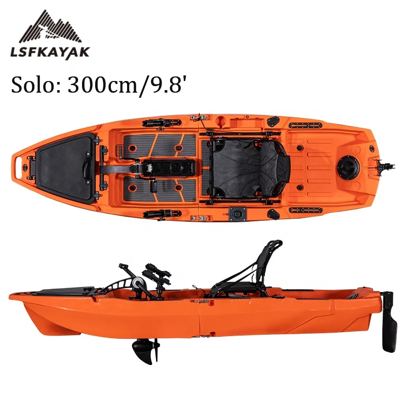Three Pieces Single or Double Pedal Kayak Modular Plastic Fishing Detachable Kayak With Propeller Pedal Drive System