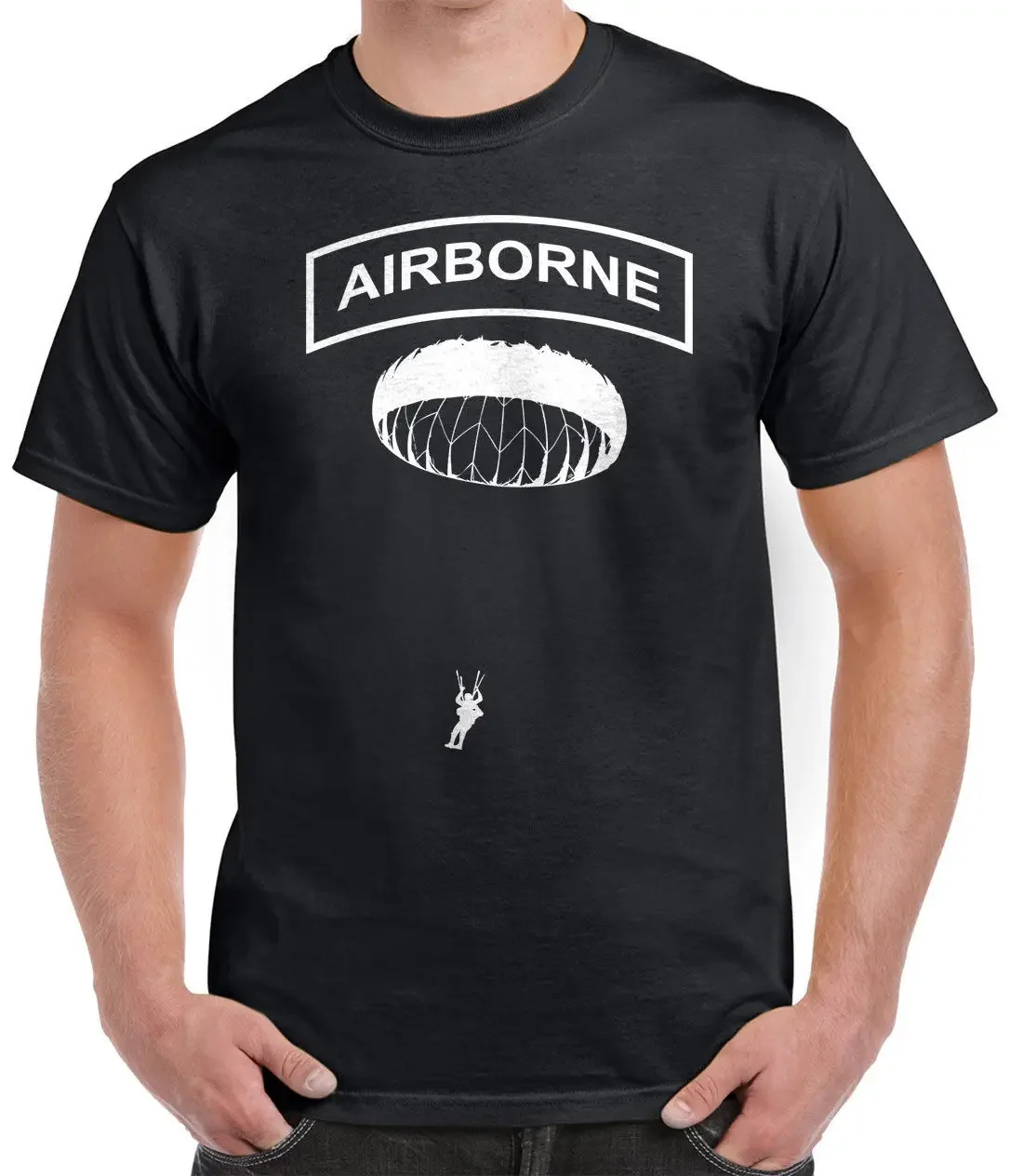 Airborne Jump Paratrooper Large  Funny Short Sleeve Tshirts Summer Hip Hop Casual Cotton Tops Tees