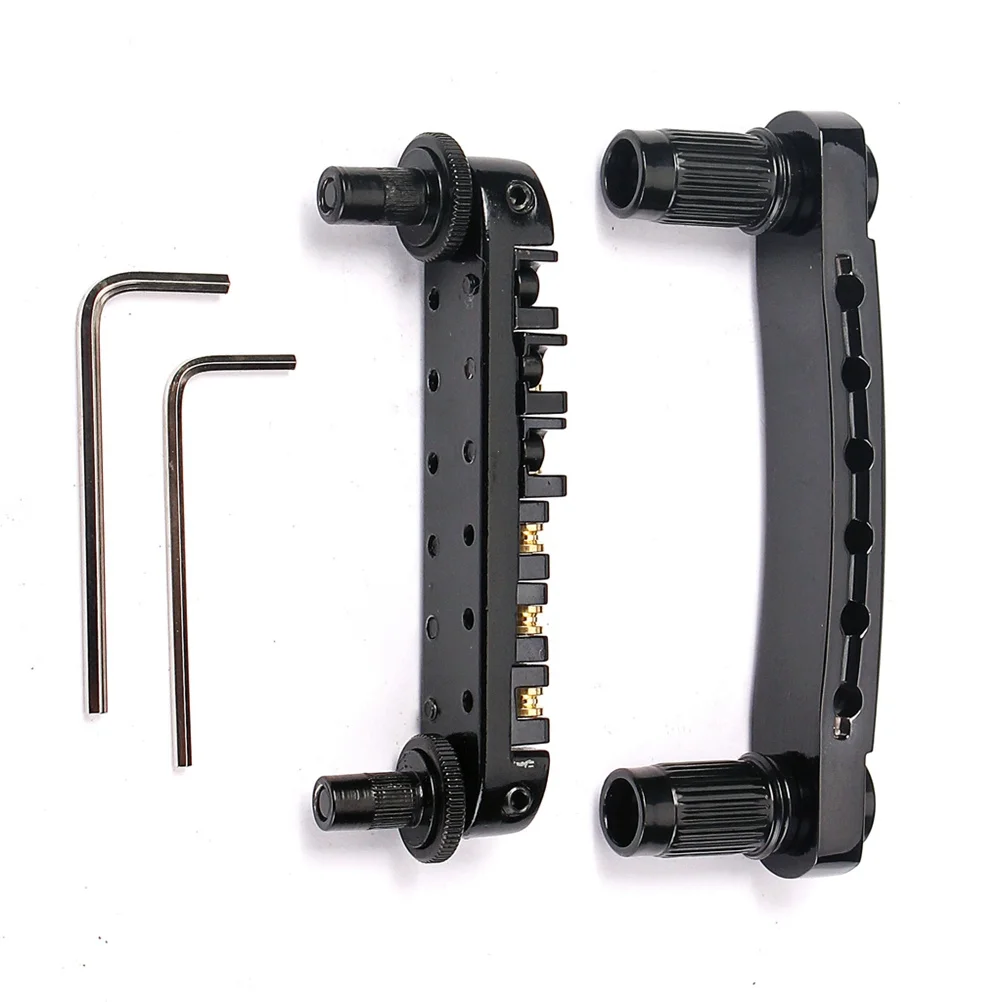 

Guitar Bridge Saddle Tailpiece Kit Black Die-Cast For Electric Guitar Replacement Roller Saddle