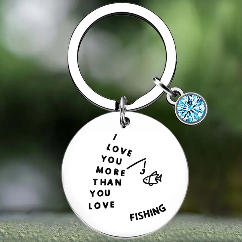 Cute I Love You More Than You Love Fishing Keychain Fisherman Gifts Key Chain Pendant Jewelry Husband Dad Birthday Gifts Gift