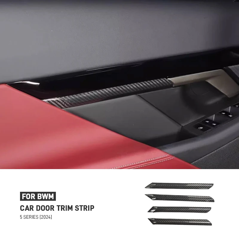 

For BMW 5 Series G60 G68 2024 Real Carbon Fiber Car Inner Door Panel Strips Trim Cover Decorative Sticker Interior Accessories