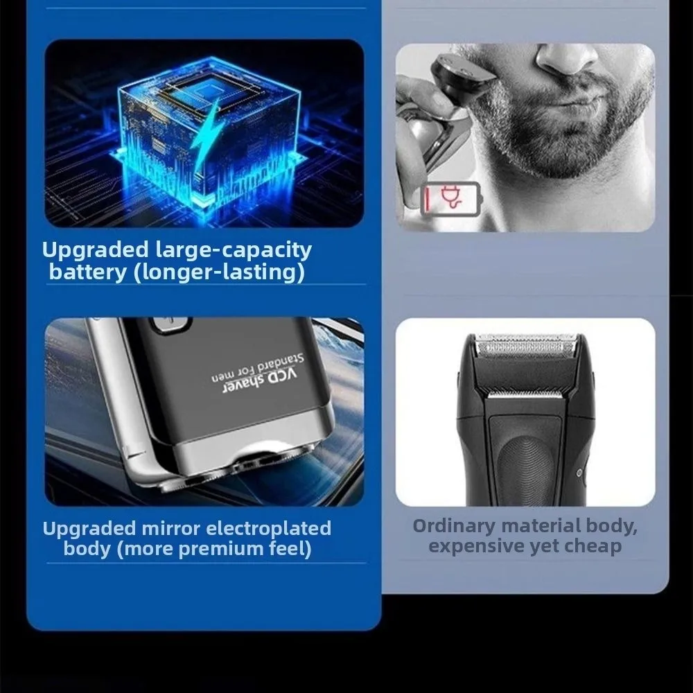 Double Head Mini Electric Shaver LCD Display Powerful Motor Pocket Rotary Razor Type-C Recharging