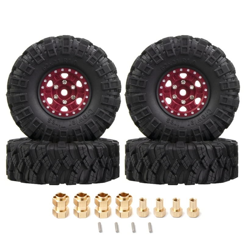 

4 Pcs Red Metal Beadlock Wheel RC Car Wheel 62X21mm 1.0 Inch For 1/18 1/24 RC Crawler Car Axial SCX24 AX24 TRX4M FCX24