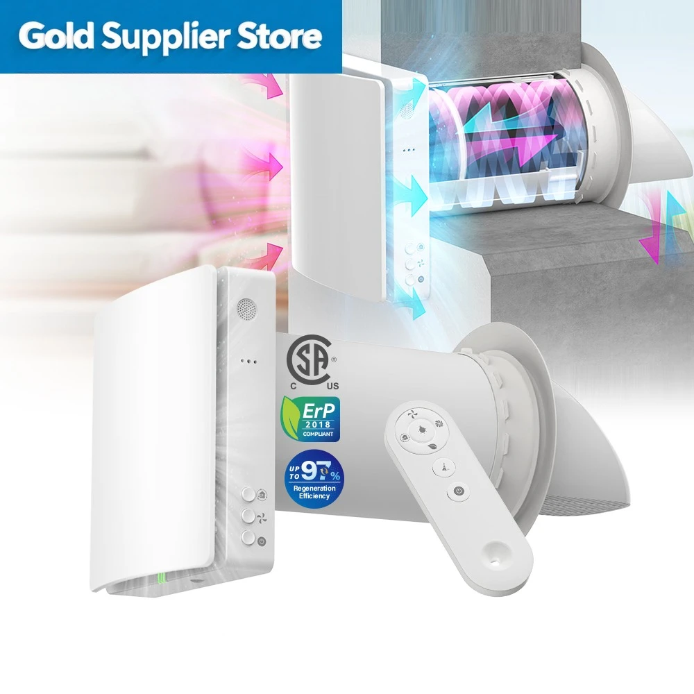 WiFi Smart Control Fresh Air System with Ceramic Heat Storage, 12dB Ultra-Quiet ERV Unit for Residential & Commercial Use