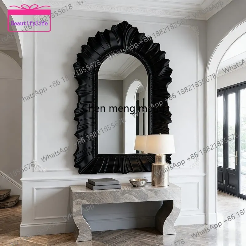 a17 European retro carved makeup mirror wall-mounted living room bedroom dressing mirror decorative mirror