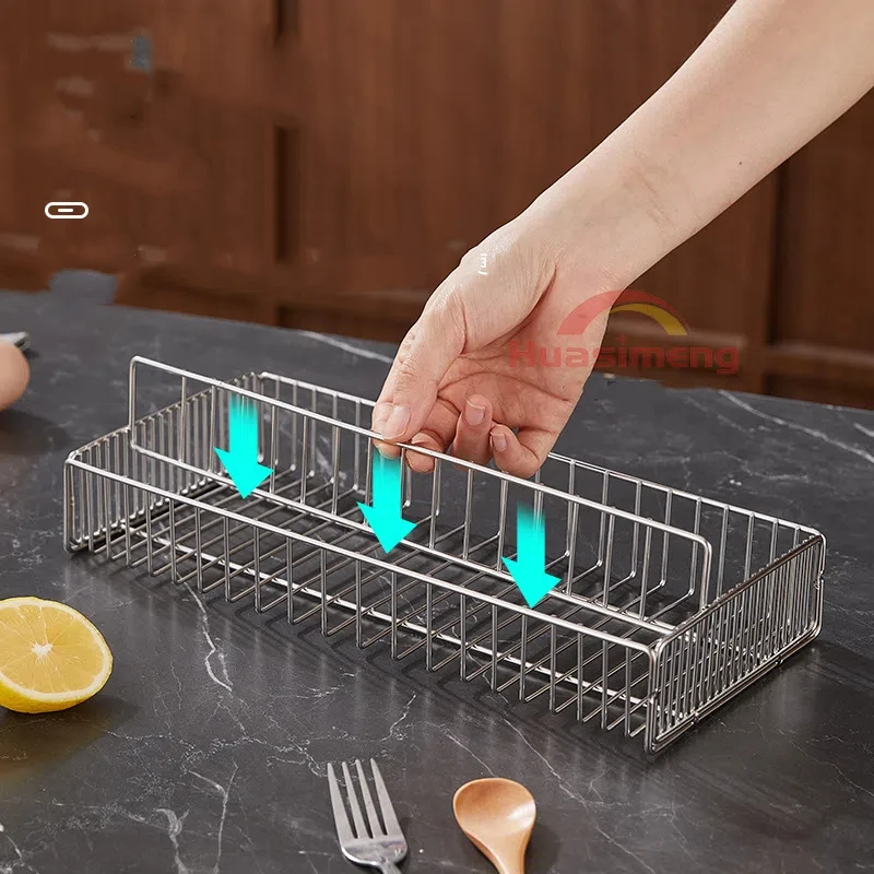 Kitchen Disinfection Cabinet Chopstick Box 304 Stainless Steel Drain Chopsticks, Cage Chopsticks Knife and Fork Storage Basket