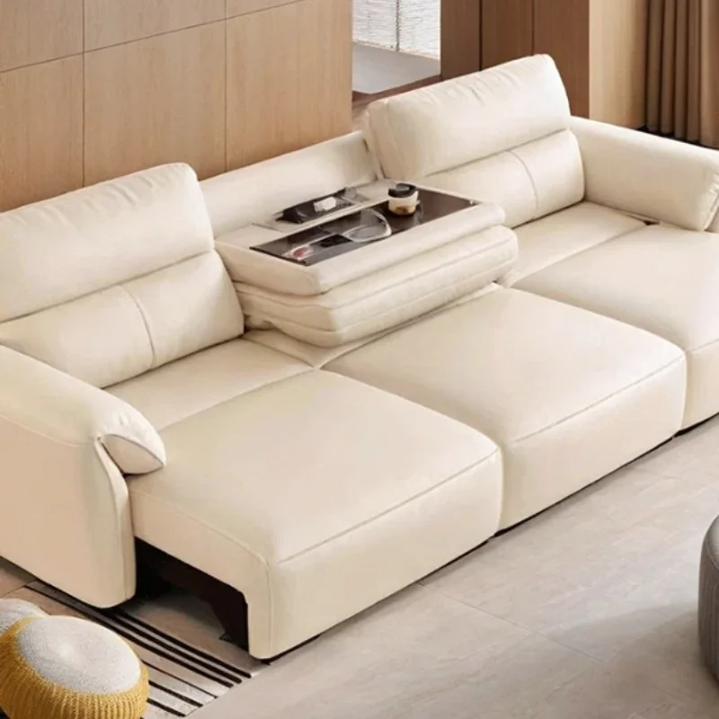 

Electric function leather sofa bed small living room inline sofa