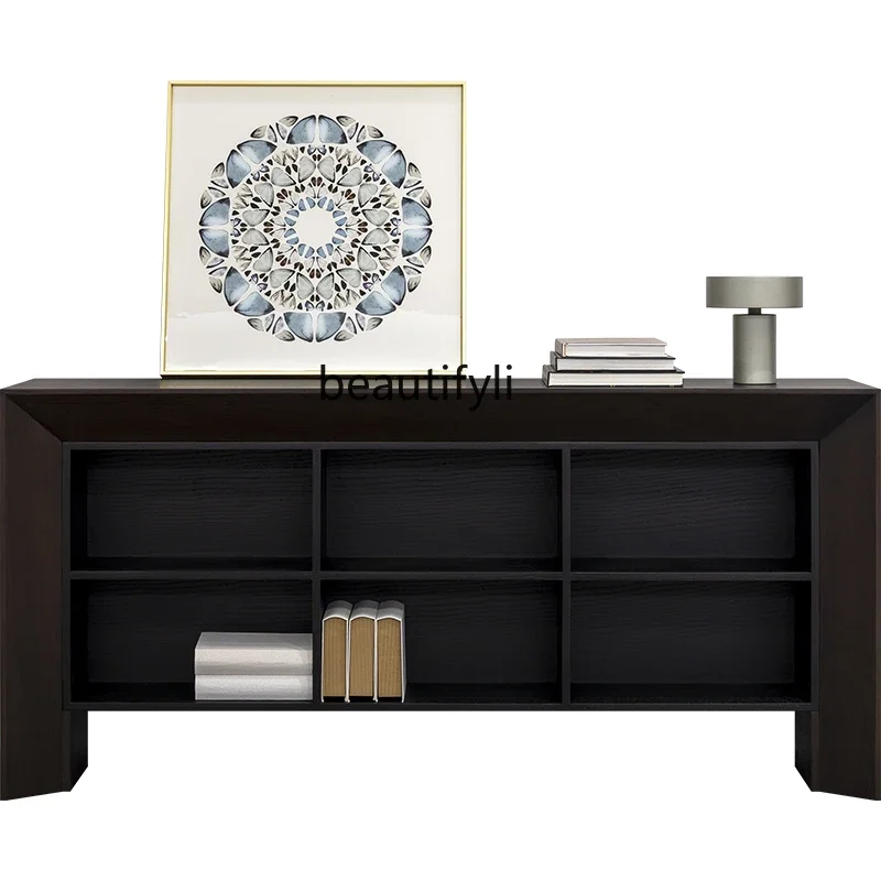 

P Italian light luxury home entrance cabinet household living room decorative side cabinet minimalist solid wood storage cabinet