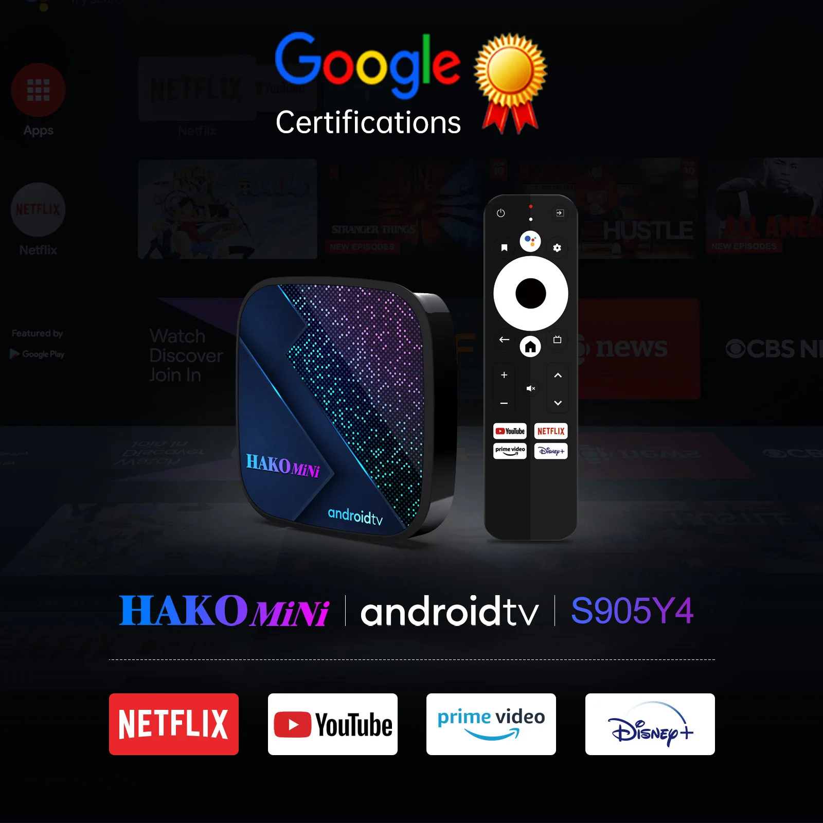 

Hakomini S905Y4 4K Android 11 TV Box Dual WiFi Network 2GB 4GB DDR4 Multi-Streaming HDR 10 Google Certified Media Player TVBOX