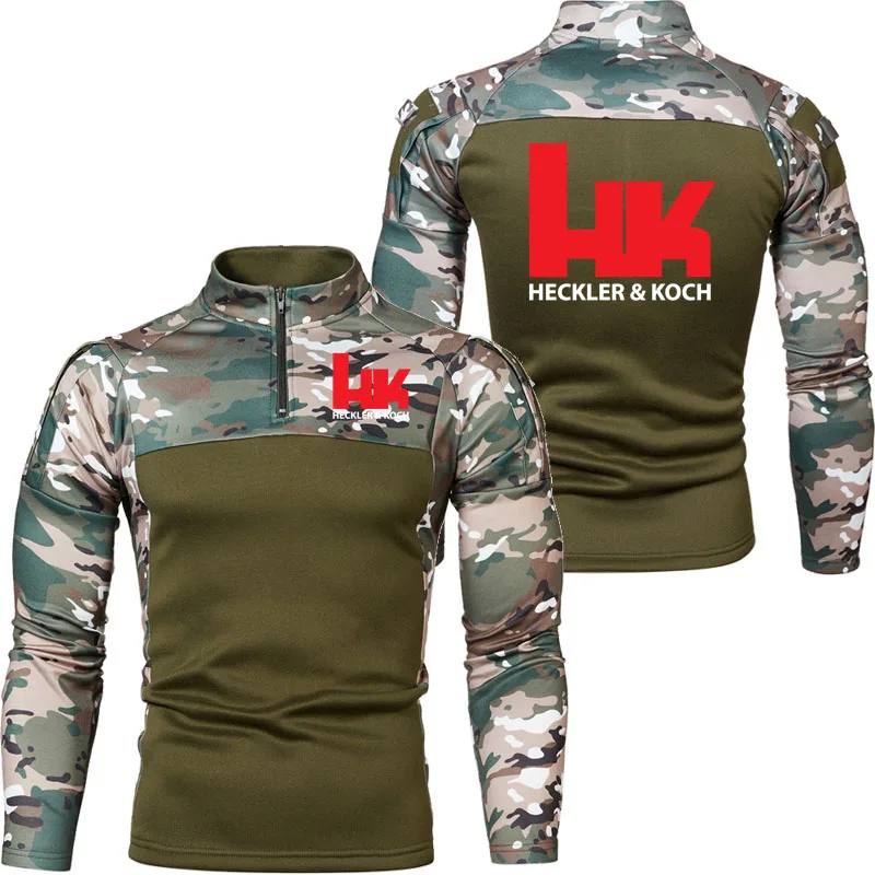 Sudadera con capucha Retro Y2K con cremallera para hombre, sudadera de camuflaje HK Heckler Koch armas de fuego sin compromiso, jersey Unisex de gran tamaño con estampado