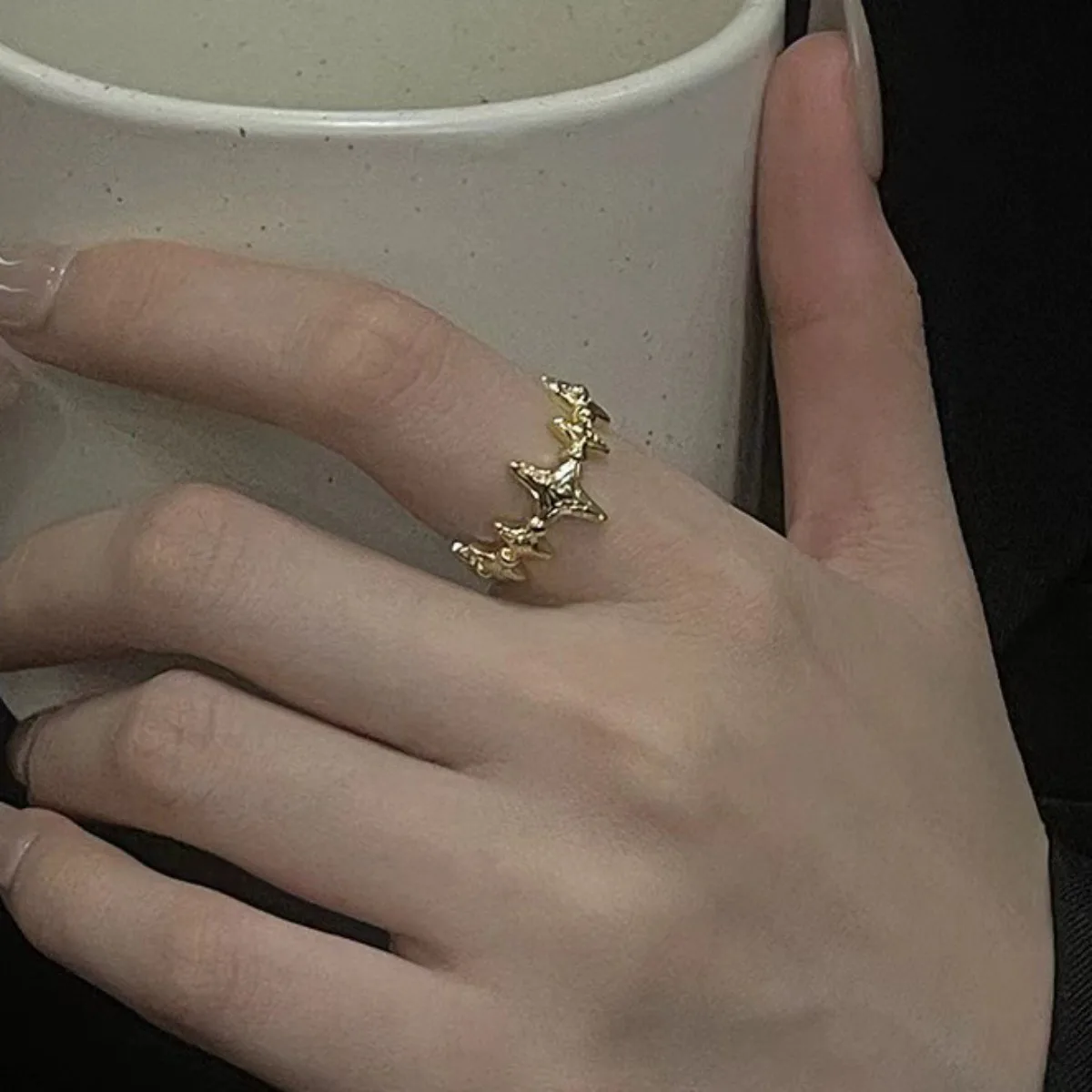 خاتم ضوء النجوم قابل للتعديل، مجوهرات بانك من الفولاذ المقاوم للصدأ للنساء والرجال، مريح مناسب للارتداء اليومي فكرة هدية للأزواج #5