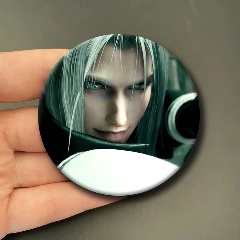 Fantasy VII 7 Sephiroth Enamel Pins I Love My Girlfriend Bow Funny Meme Brooches for Bag Clothes Decoration Gifts Creative Badge