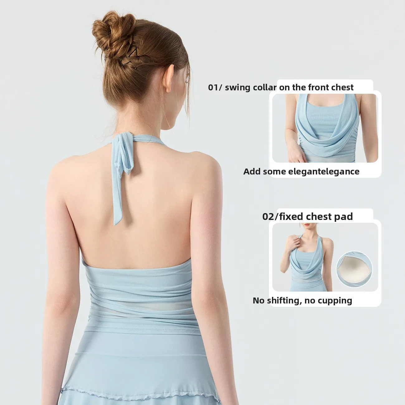 New Product Neck Hanging Sexy Backless Vest, Fixed Chest Pad, Mesh Breathable Pilates Fitness Bra