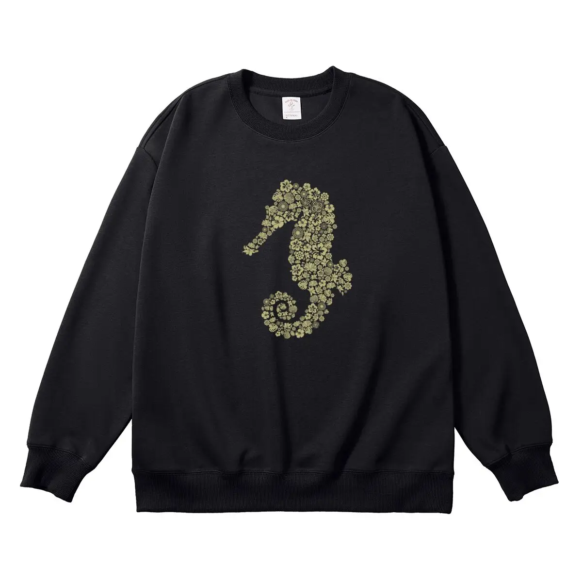 Oversized Women Pullover Seahorse Graphic Woman Tops Female Sweatshirt Round Neck Long Sleeve Autumn Thick Clothes