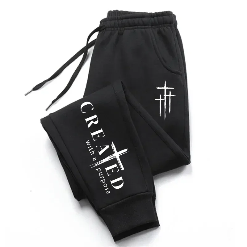 2026 New Arrival Men's Sweatpants High Quality All Season Daily Casual Sports Fashion Jogger Pants Jesus Cross Printed Trousers