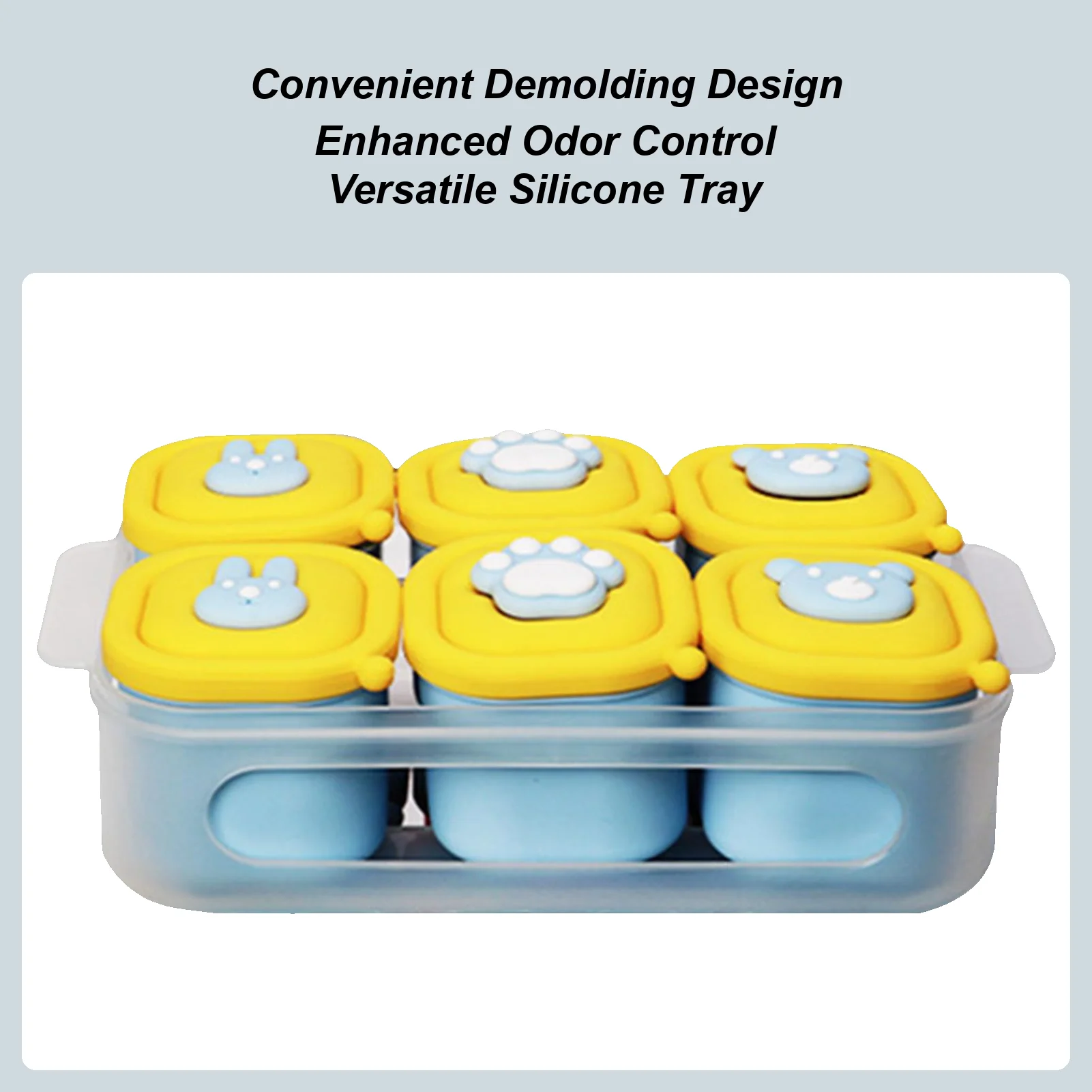 

Silicone Molds For Baby Food 6 Cavity Silicone Breastmilk Storage Container Anti-Slip Textures Breastmilk Organizer Container