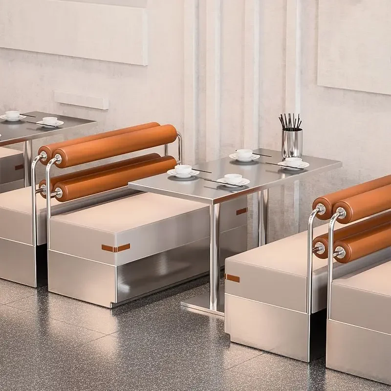 

Stainless steel table and chair combination dessert shop milk tea shop table and chair Internet celebrity cafe