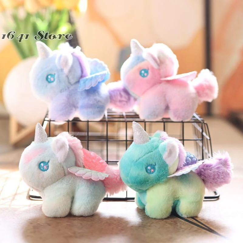 （NEW）Lovely Gradient Pony Plush Keychain Cartoon Colorful Dreamy Pony Doll Student Backpack Pendant Key Holder Gifts