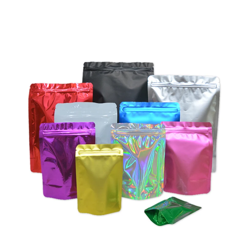 

100 pcs Colored Stand Up Zip lock Foil Pouches Aluminum Foil Standing Pouches,Food Storage Stand Up zip lock Bags Free Shipping