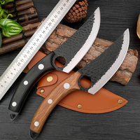 Hand-Forged Kitchen Knife Boning Knife Cleaver Sharp Split Slaughter Fleshing Boning Small Machete Solid Wood Handle