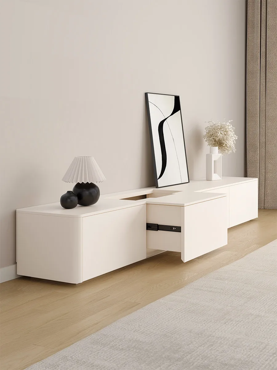 

Solid wood paint floor-to-ceiling TV cabinet Small apartment modern simple TV cabinet