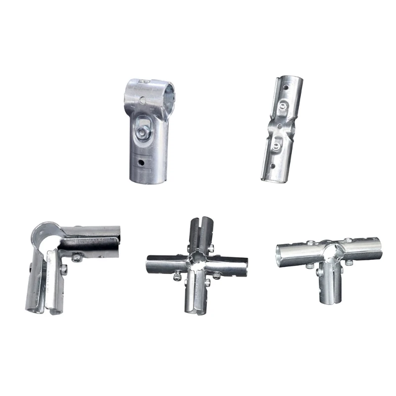 

652F T Pipe Connectors Tees Clamps Carbon Steel Round Tube Coupling Clamp Clothes Display Rack Rod Support Holder Fixed Clamp