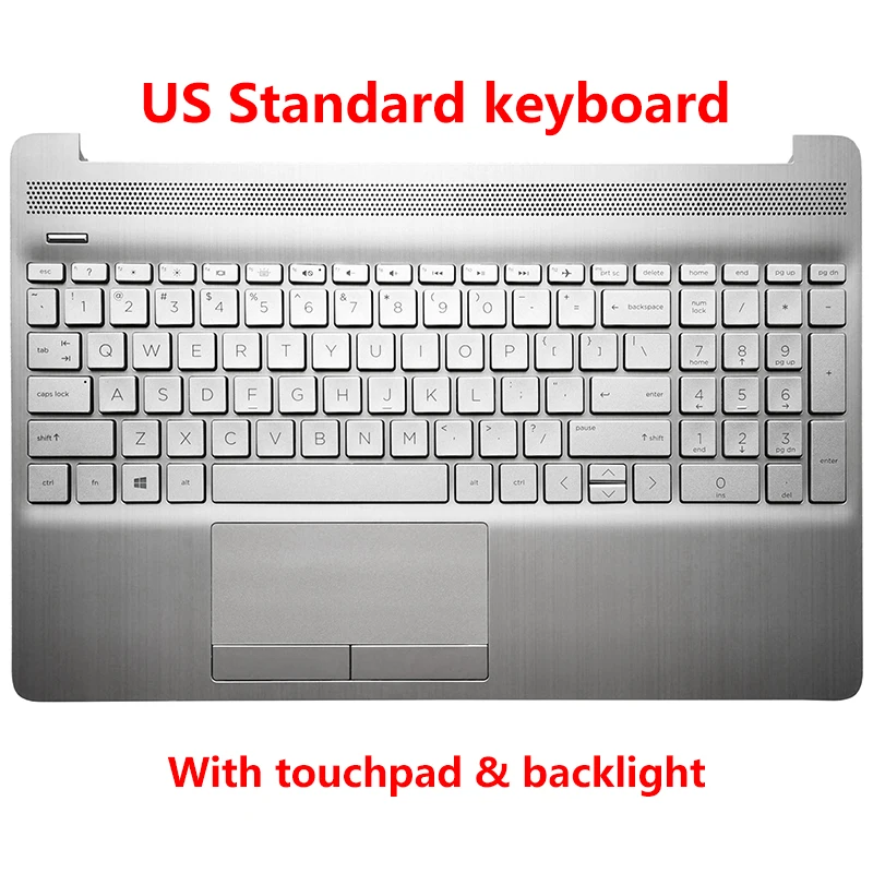 For HP 15S-DU 15S-DY 15S-DW TPN-C139 New SP RU US Keyboard Laptop Palmrest Upper Backlight Replacement Keyboard With touchpad