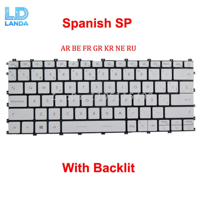 

White Laptop Backlit GR FR SP RU KR BE AR NE Keyboard For MSI Summit E13 Flip Evo A11MT MS-13P2 MS-13P4 Belgium BE Spanish SP