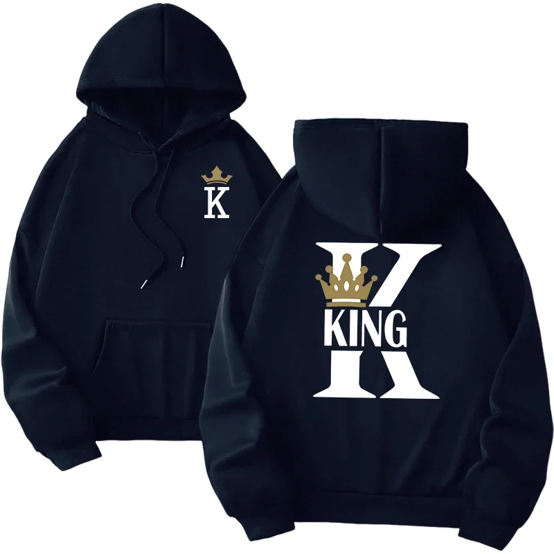 Couple sport sweatshirt with hood featuring king 