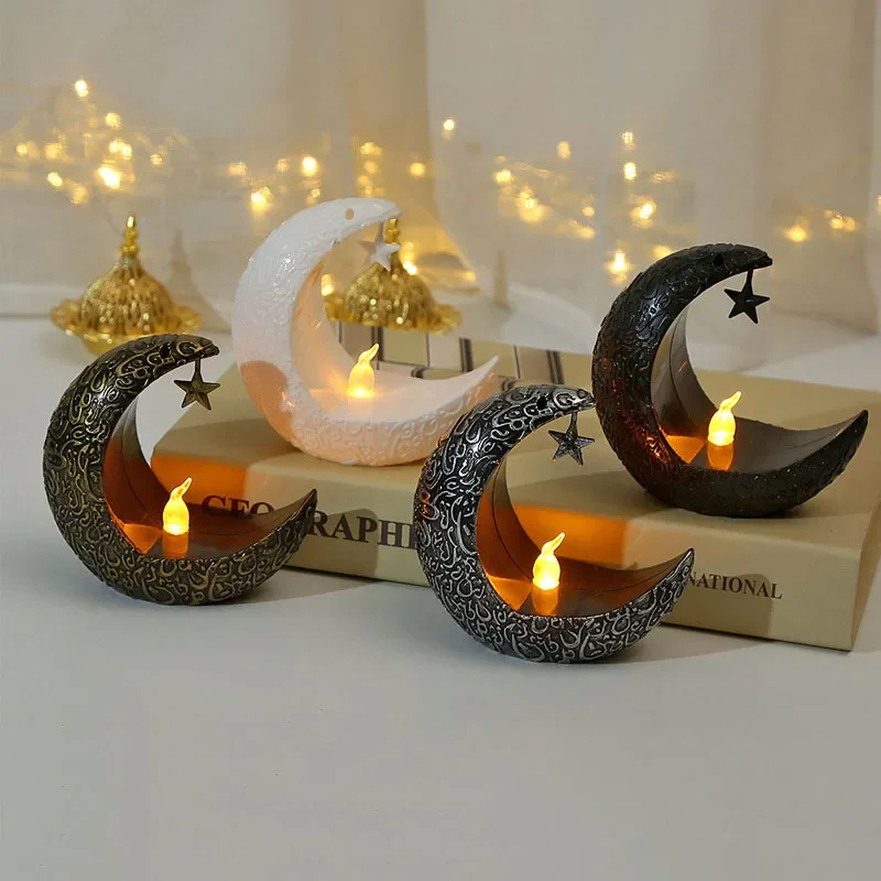 Eid Mubarak Starry Moon Led Candlestick Ramadan Kareem Moon Star Castle Light Happy Eid Mubarak Party 2025 Islamic Muslim Decor