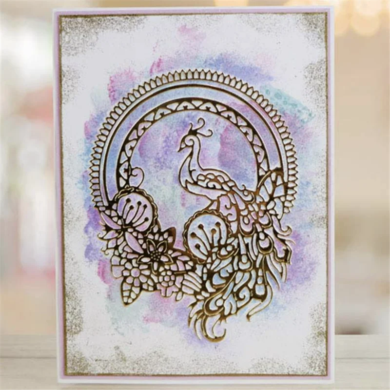 Wreath Peacock lace frame background Metal Cutting Dies Stencils For DIY Scrapbooking Decorative Embossing Handcraft Template