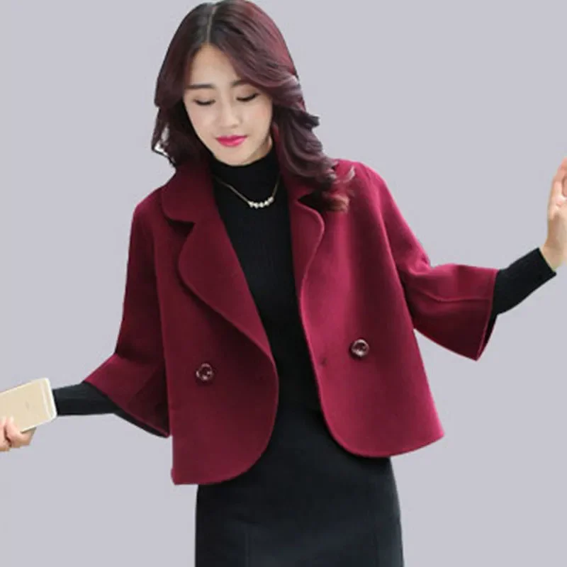 Female Autumn Women's Woolen Coat Elegant Women's Blazers Short Jacket Slim Suit Jacket 2023 New Spring Suit jacket A Button LA4