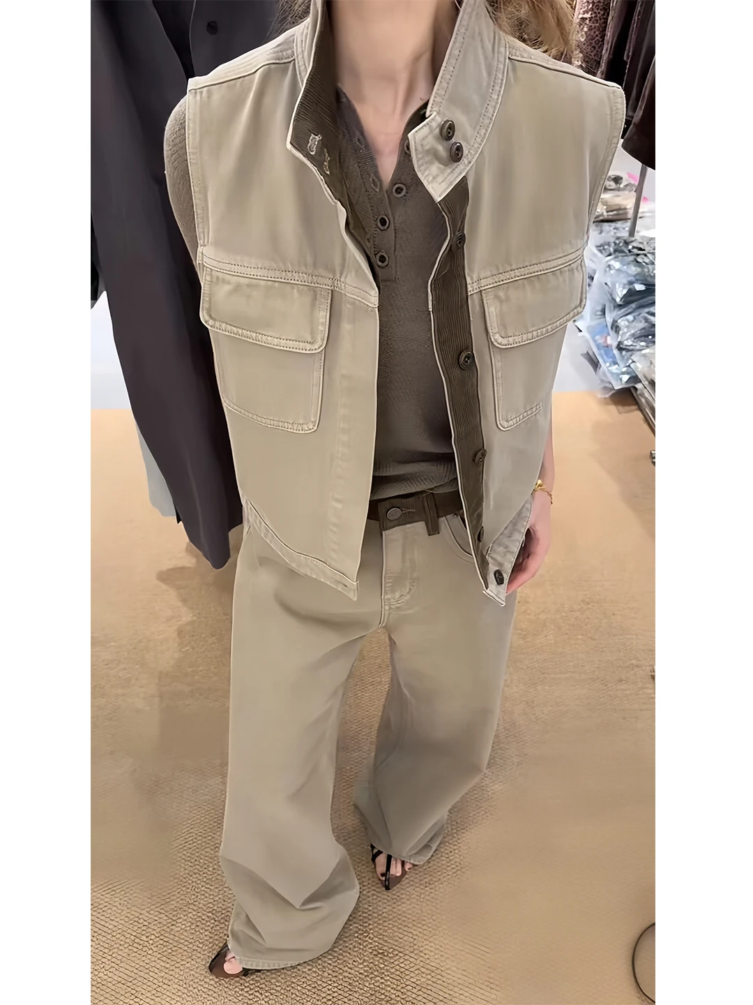 Fashionable Vintage Money Pattern Denim Jacket And Pants Set Women's Autumn 2026 High End Patchwork Outfit Casual Style