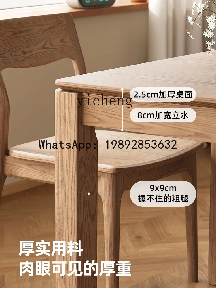 LYY Solid Wood Dining Table Household Rectangular Kitchen Island Modern Simple Ash Wood Log Workbench