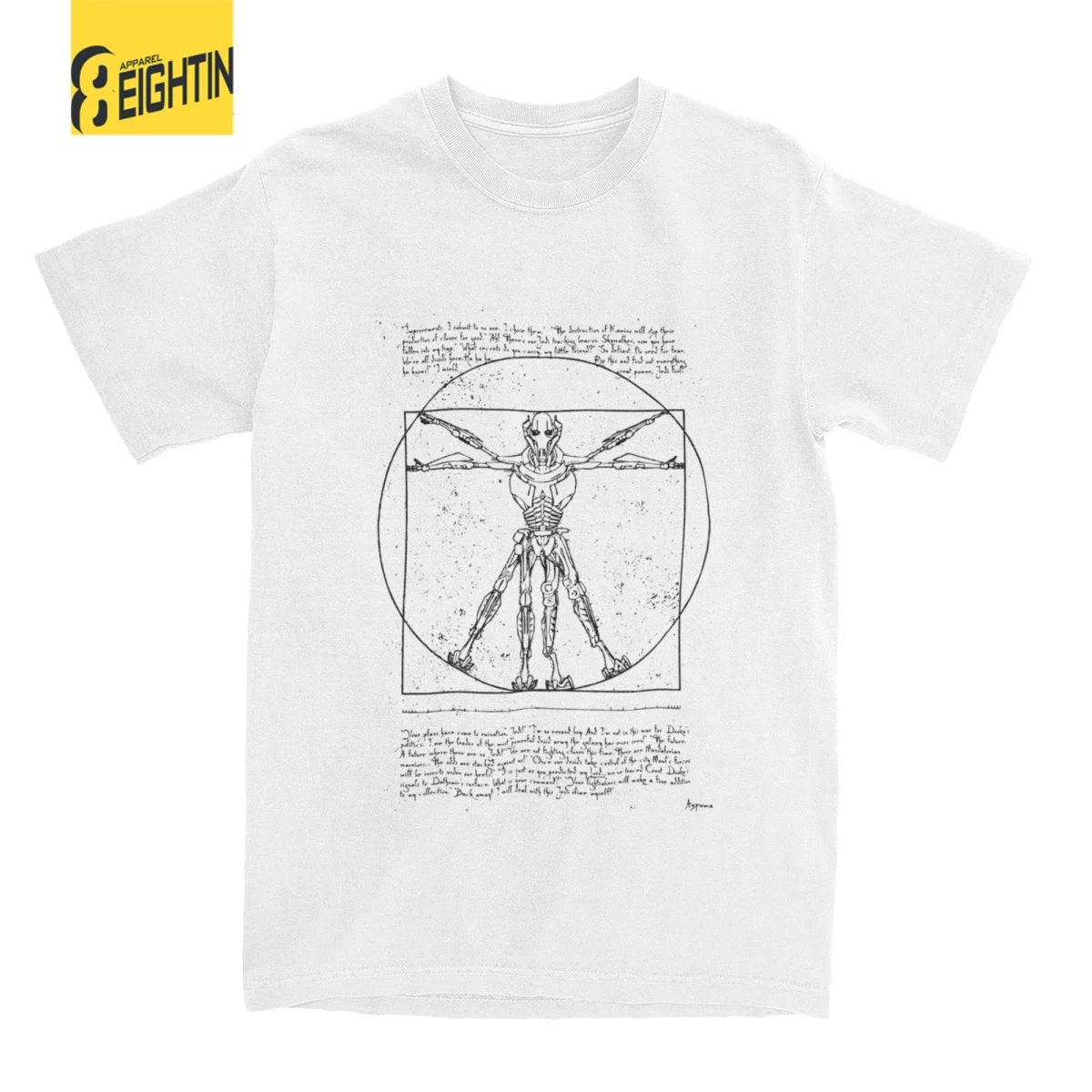 General Vitruvius Alien Scifi T-Shirt for Men Funny Cotton Tee Shirt Crewneck Short Sleeve T Shirts 4XL 5XL 6XL Clothes