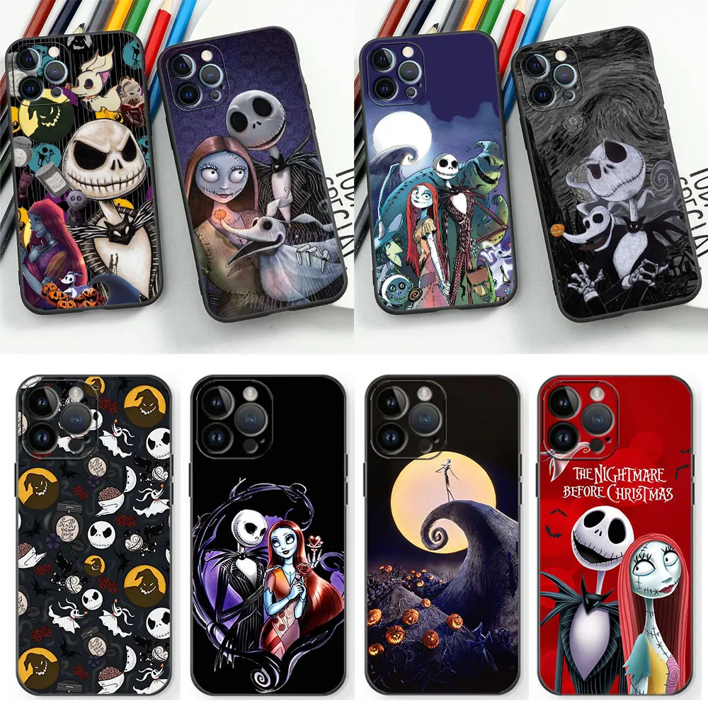 Disney The Nightmare Before Christmas Phone Case For Apple iPhone 15 14 13 12 11 Pro XS Max Mini 7 8 Plus 6S X XR SE Black Cover