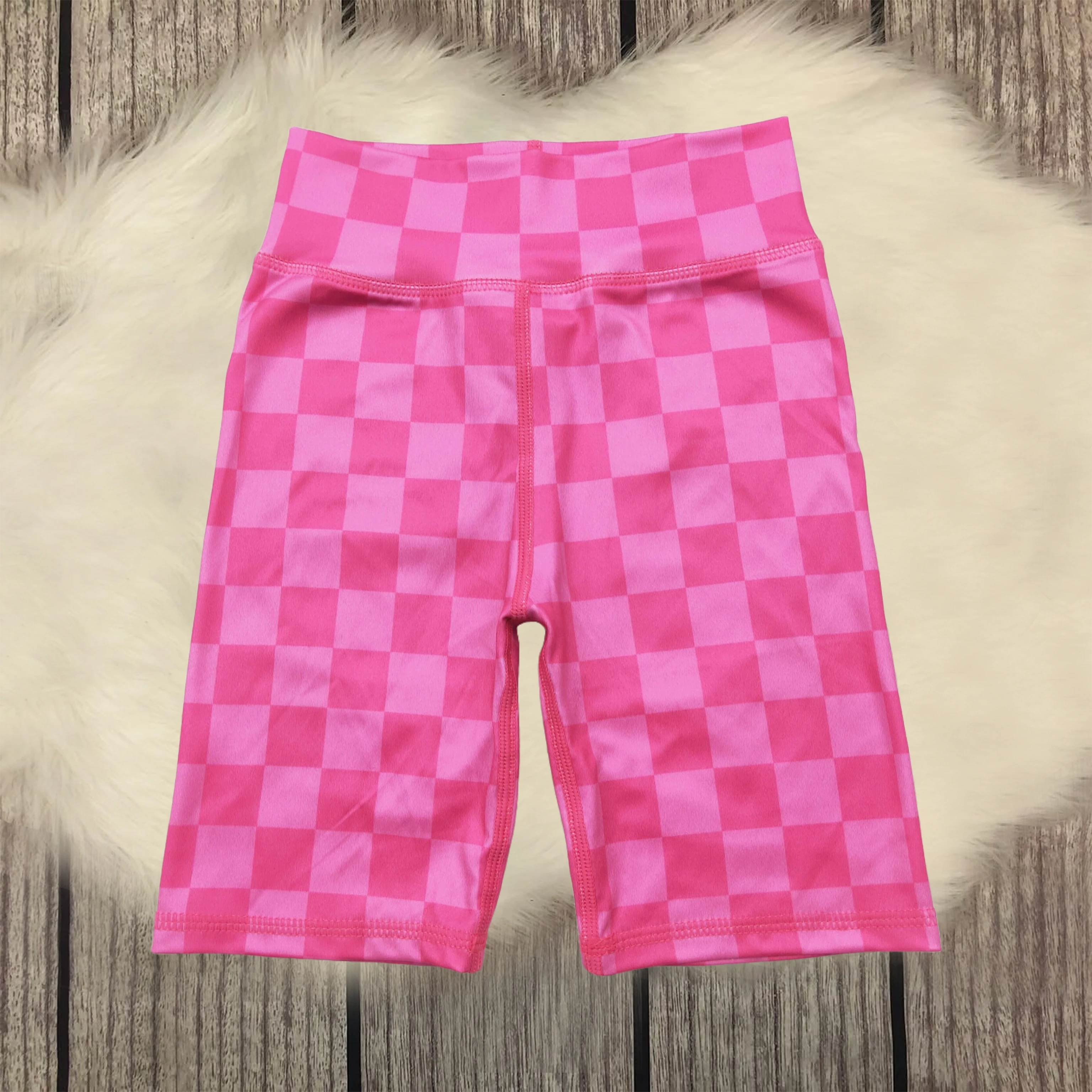 

New Hot Sale Baby Girls Sports Yoga Shorts Plaid High Waist Breathable Quick Drying Bottoms Children Running Cycling Pants