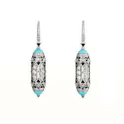 ZOCA Elegant Women 925 Sterling Silver Blue Color Drop Dangle Earrings Party Jewelry Gifts Pendientes Earring Fine Jewelry