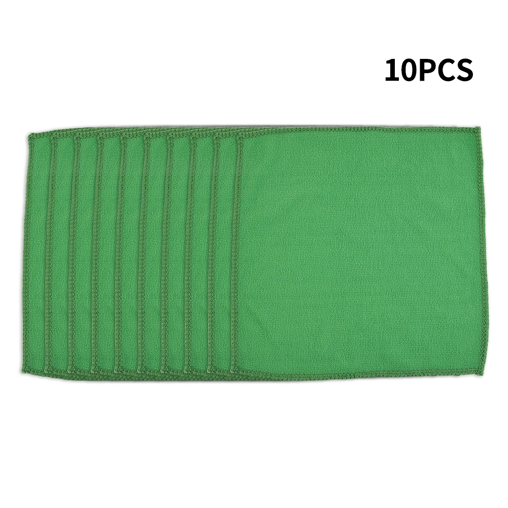 10pcs Green Microfiber Car Body Care Cleaning Towels Soft Cloths 9.84*9.84inches  Car Clean Towel Auto Cleaning Tool