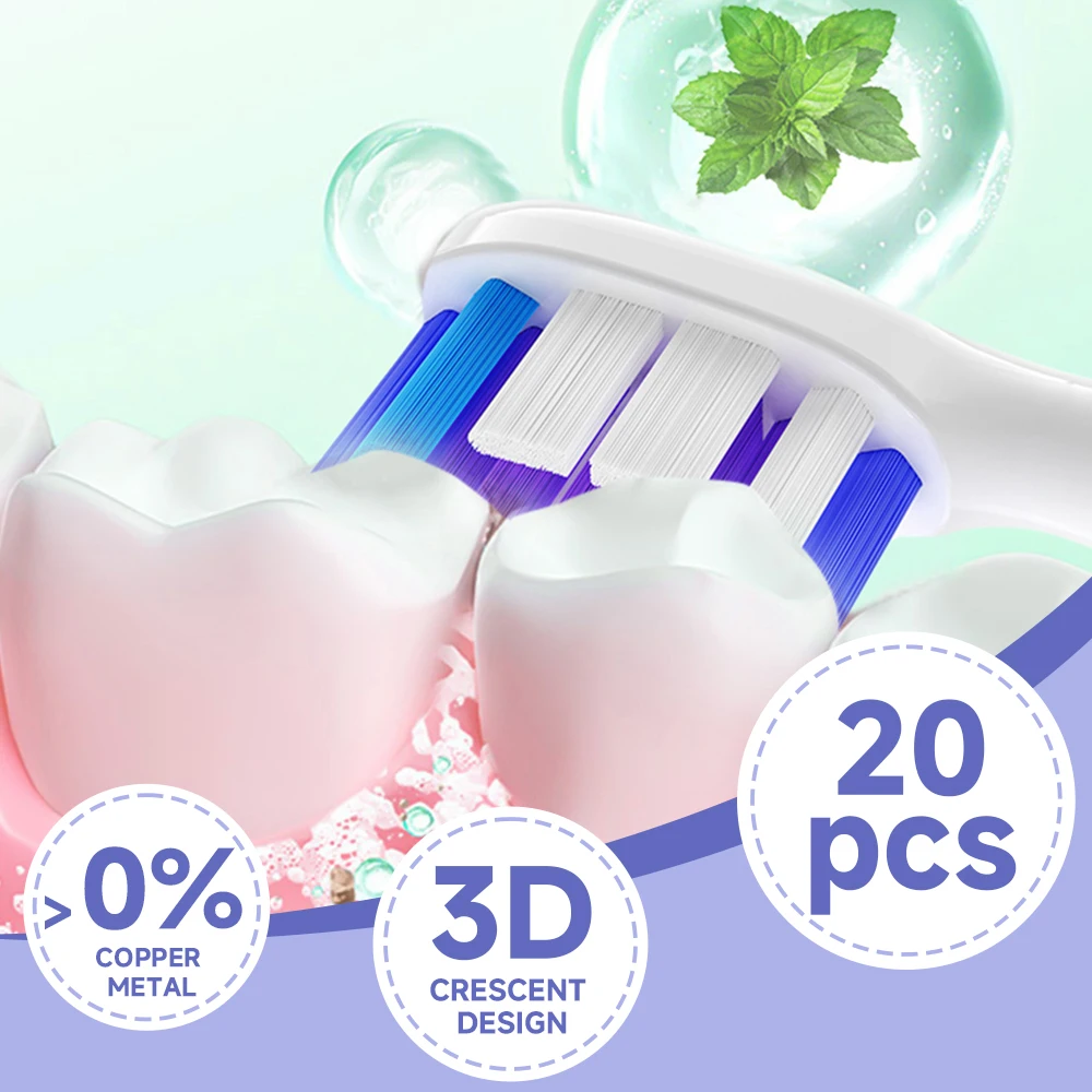 

20Pcs Replacement Toothbrush Heads Compatible with Philips Replacement Electric Brush Head HX5/HX6/HX7/HX8HX9
